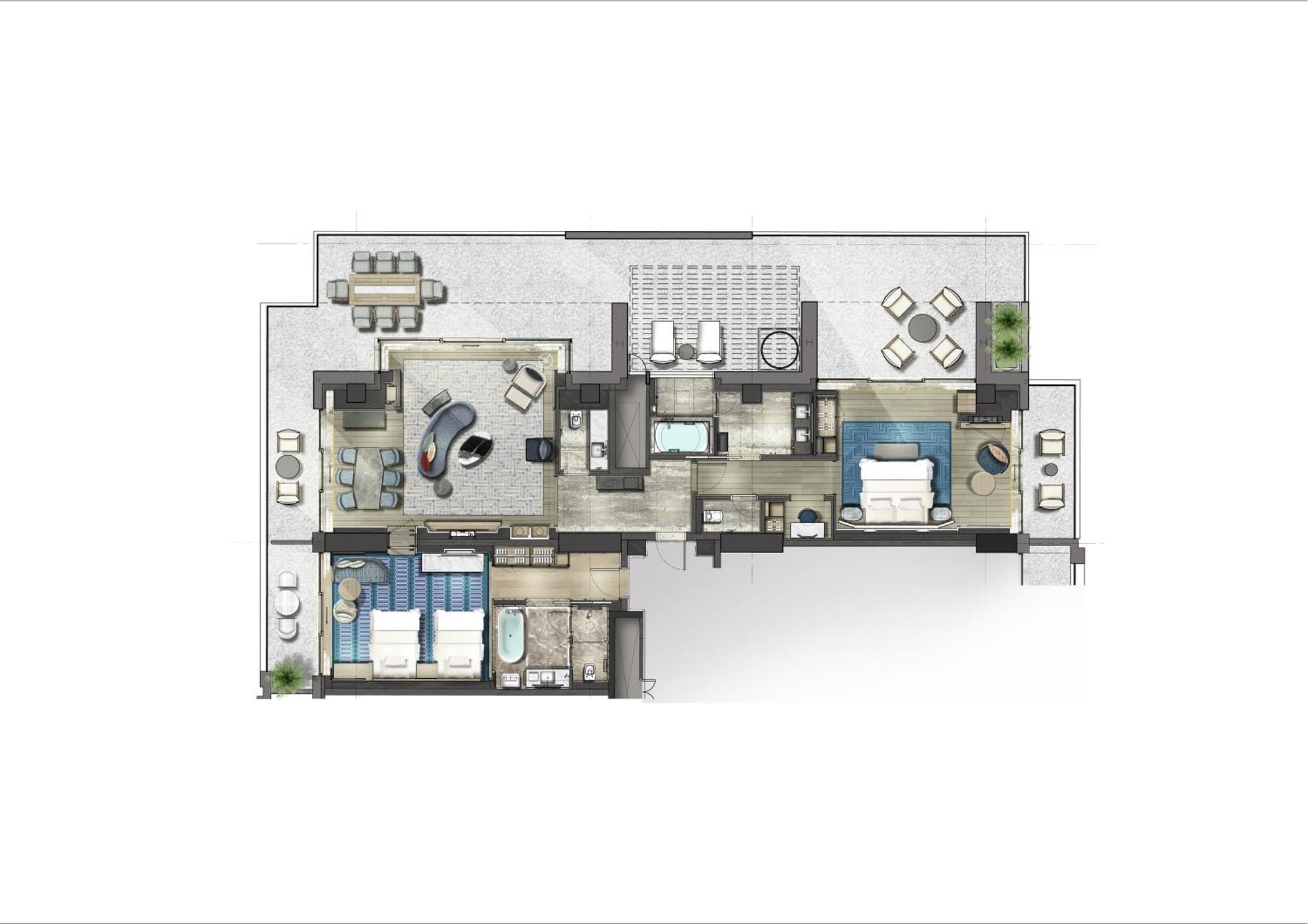 City Of Dreams Mediterranean - Integrated Resort, Casino & Entertainment Лімасол Номер фото Floorplan of a typical apartment